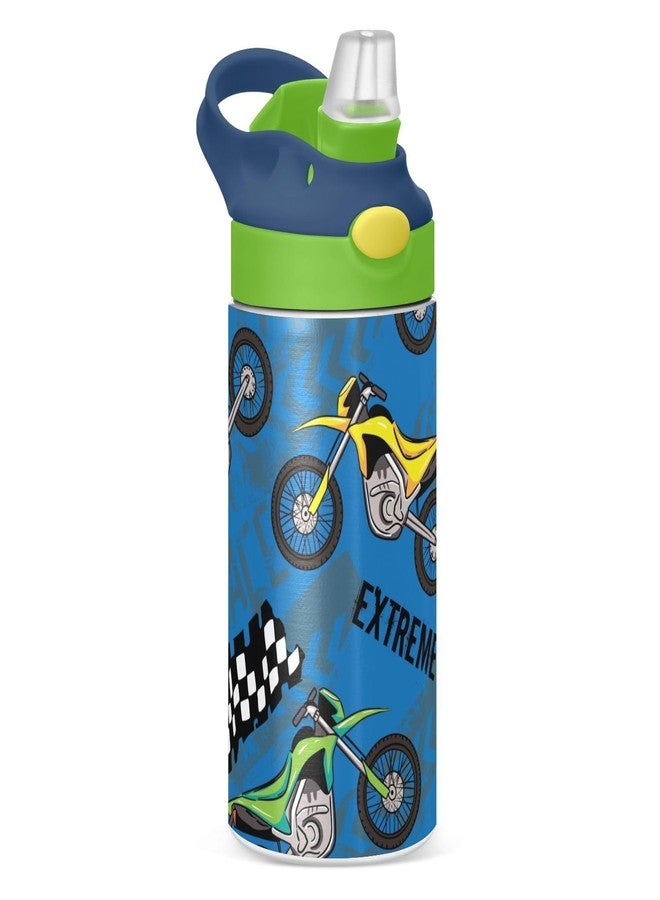 FLildon Small Water Bottle for Kid 12oz Motocross Riding Insulated Bottles with Straw Lid Stainless Steel Tumbler Vacuum Cup Thermal Bottles - Image 1